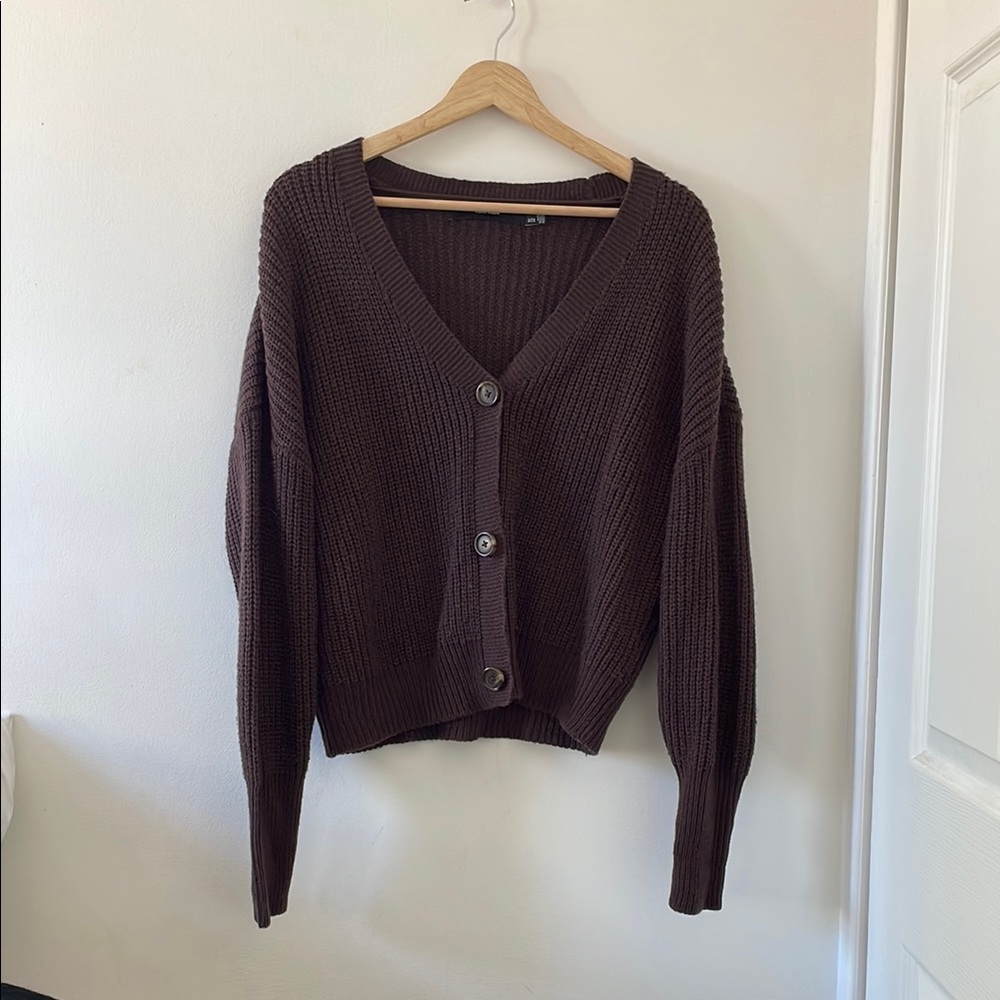 Knitted Brown Button-Up Sweater Cardigab